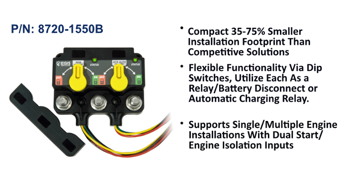 EGIS Remote Battery Switch, W/Knob, Tinned Flying Leads, XD DualFlex 2-(Relay)-(Relay)